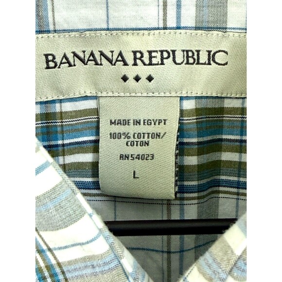 Banana Republic Shirt Mens Size Large Plaid Button Down Long Sleeve 100% Cotton - Picture 8 of 10
